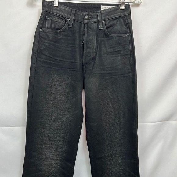 Rag & Bone Alex High-rise straight leg jeans in worn in black size 25 NWT - Picture 2 of 15